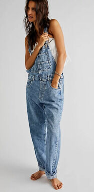 Free People Ziggy Acid Wash Denim Overalls